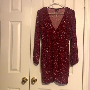 Forever 21 Maroon Mini Dress with navy and white spots